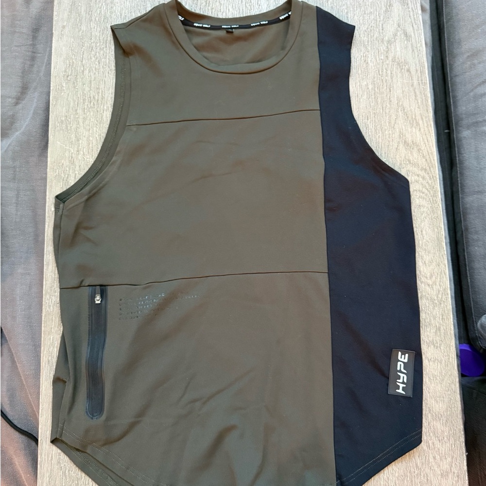 Squat Wolf Men's Color Block Tank Top - Black and Olive